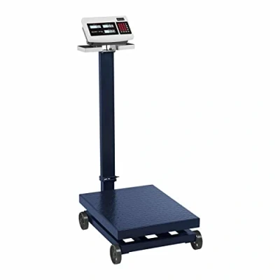 Image of Steinberg Systems Digital Platform Scale Weighing Industrial Raised LCD Display Rolling 600kg/100g SBS PF 600/100 (Weighing Range 4 600kg, Accuracy 100g, Folding Stand, 40x30cm)