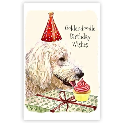 Image of Goldendoodle Dog Art Birthday Card