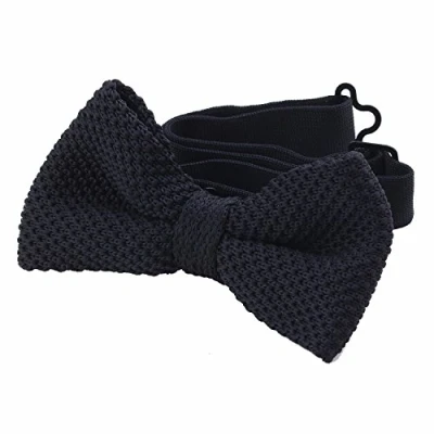 Image of DonDon Men Knit Knitted Bow Tie Pre Tied and Adjustable Black