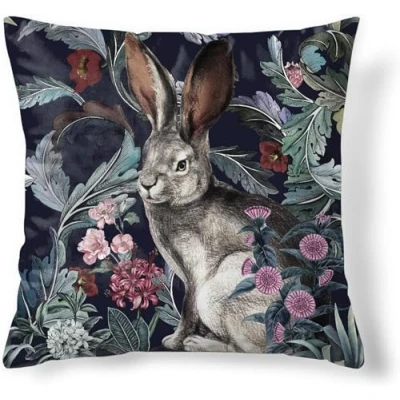 Image of ZFENGYYUAN Rabbit Cushion Covers Original Design Velvet Pillow Case Square Decorative Throw Cover 45cm x for Sofa Bed Couch Living Room Bedroom home decor (18x18 Inch) Forest Hare