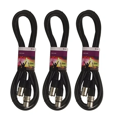 Image of 3 x QTX 3M DMX Lighting XLR Signal Cable Lead