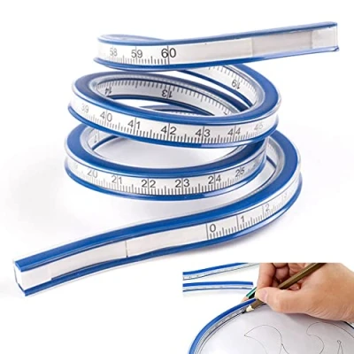 Image of STCRERAG Flexible Curve Ruler,60cm Ruler,Plastic Measure Woodworking Tool Bendy Ruler for Drafting Engineering Drawing(Double Side Scale)