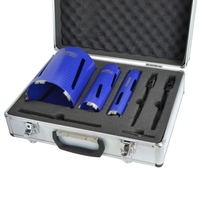 Image of Faithfull FAIDCKIT7 7 Piece Diamond Core Drill Kit in Case. Includes: 38, 52 &amp; 117mm Cores