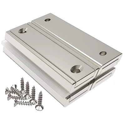 Image of MagnetPro 4 Pieces of Rectangular Magnets 120 LB Force 60 x 20 6 mm with Hole and Steel Capsule, Household Industrial Pot Magnet Screws