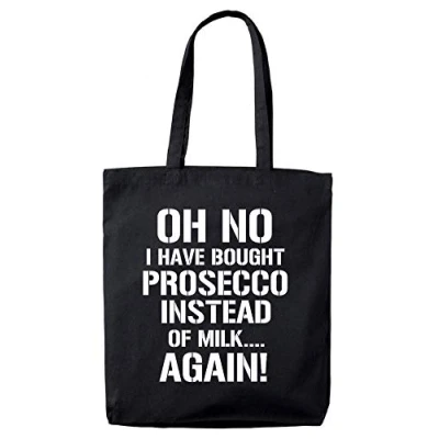 Image of lolmugs Oh No I&#039;ve Bought Prosecco Again 100% Cotton 38x42cm Tote Bag, Secret Santa Gift, Stocking Fillers for Her Friend Wife Women