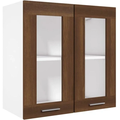 Image of vidaXL Hanging Glass Cabinet Lyon Brown Oak 60x31x60 cm Engineered Wood