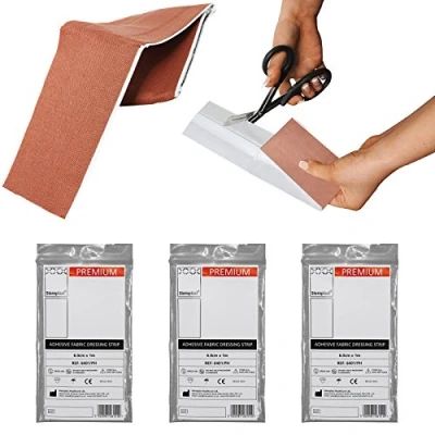 Image of Steroplast Premium Fabric Cut to Size Adhesive First Aid Plaster Strip Dressing, 6cm x 1m (3 Pack)