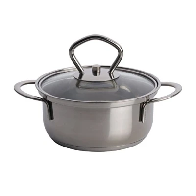 Image of Edco Pan+Glass lid 18x8,5cm SS 2L, Aluminium, Silver, 18 x 8.5 cm