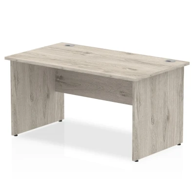 Image of Impulse 1400 x 800mm Straight Desk Grey Oak Top Panel End Leg