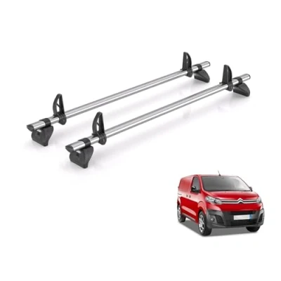Image of Rhino Roof Rack for Peugeot Expert 2016+ [Only Fits Standard and Long Wheelbase Models] 2 Bars + Loadstops