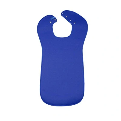Image of Care Designs Tabard Style Clothes Protector/Adult Bib, Protector, Waterproof, Absorbent and Comfortable, Easy to Put on Take Off, Medium, Blue