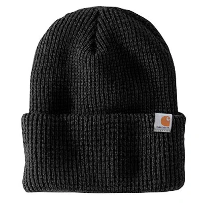 Image of Carhartt Men&#039;s Knit Insulated Waffle Beanie Cold Weather Hat, Black, One Size UK