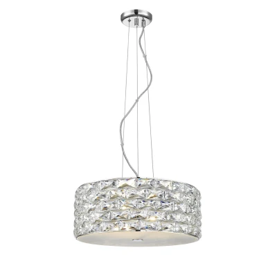 Image of Aruba 5 Light LED Chrome Crystal Pendant Ceiling