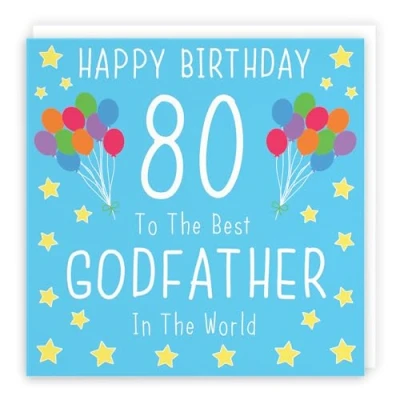 Image of Hunts England Godfather 80th Birthday Card Happy 80 To The Best In World Iconic Collection