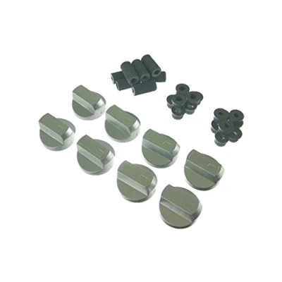 Image of Ufixt 8 X Cooker Oven Hob Silver Control Knobs &amp; Adaptors For Stoves New World Belling