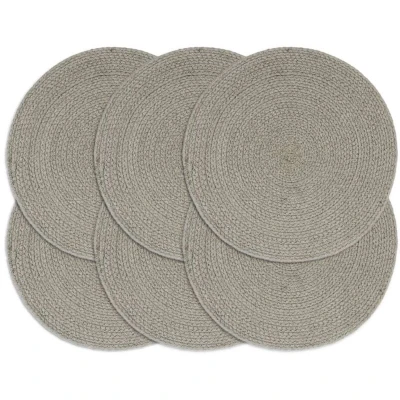Image of vidaXL Placemats 6 pcs Plain Grey 38 cm Round Cotton