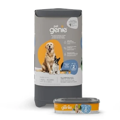 Image of Pet Genie Pail Dog Waste Disposal System for Outdoor and Indoor Odor Control Poop Trash can Includes 1 Square Refill Bag That Lasts up to 2 Months