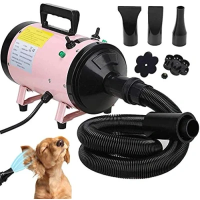 Image of 2800W Pet Dog Cat Grooming Hair Dryer Hairdryer Blaster Blower Low Noise Washer Heater with 2.5M Hose 3 Different Nozzles (Pink), 2 Year Warranty