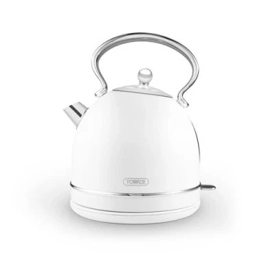 Image of Tower T10076WHT Heritage Dome Kettle with Rapid Boil, 1.7L, 3000W, Optic White Chrome Accents