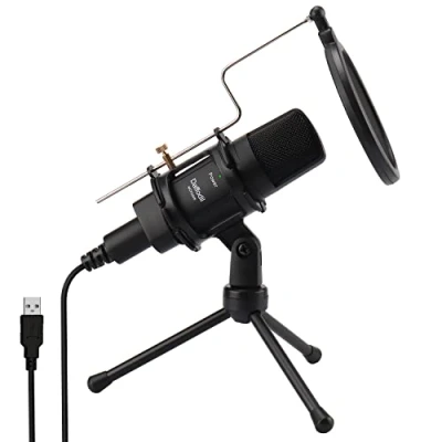 Image of Daffodil Condenser Microphone USB Omnidirectional MCP200 Mic with Tripod Stand, Pop filter Recording vocals, Gaming, Podcast, ASMR, Vlogging Broadcast and Streaming for PC Mac Black