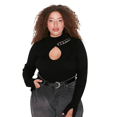 Image of Trendyol Women&#039;s TBBAW23AN00120/Siyah Sweatshirt, Black, 5XL