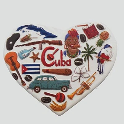 Image of 3D heart shape Cuba fridge magnet souvenir gift,Home &amp; kitchen decoration magnetic sticker refrigerator