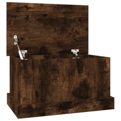 Image of vidaXL Smoked Oak Storage Box 50x30x28 cm Engineered Wood Multi functional, Large Space, Moisture Resistant