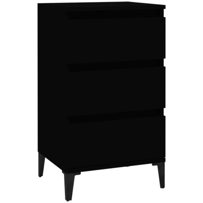 Image of vidaXL Bedside Cabinet Black 40x35x70 cm Engineered Wood
