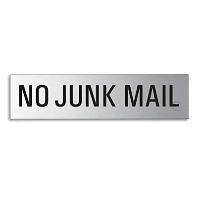 Image of Door Sign No Junk Mail Material Stainless Steel 160x40 mm finely brushed matt self adhesive No.27045
