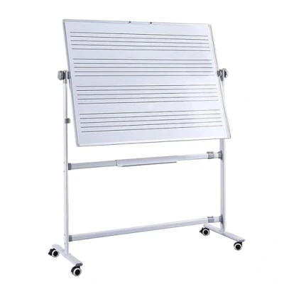 Image of Mobile Music Staff Whiteboard 90x120cm, Double Sided Magnetic Dry Erase Board on Wheels,for School, Musicians and Home