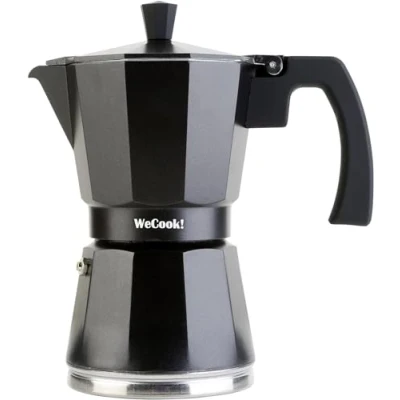 Image of WECOOK! Luccia Italian Coffee Maker, Induction, Aluminium, Express, 1 3 Cups Coffee, Suitable for All Kitchens, Black, Silicone Seal Seal, Safety Valve.