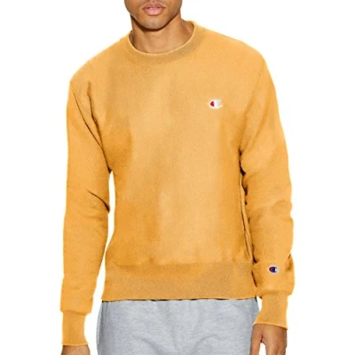 Image of Champion Men&#039;s Crewneck, Reverse Weave, Heavyweight Fleece Sweatshirt, C Gold Left Chest C, XL