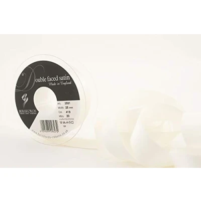Image of Berisfords 3501 Double Satin Ribbon, Bridal White, 25 mm