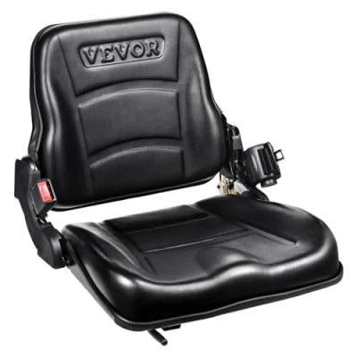 Image of VEVOR Universal Forklift Seat, Fold Down Tractor Seat with Adjustable Angle Back, Micro Switch and Retractable Seatbelt, 6.3 13.4 inch Slot for Loader Excavator
