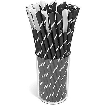 Image of Slush Ice Cream Pack of 125 Spoon Straws Paper Compostable Plastic Free 200 mm x 8 Iced Coffee