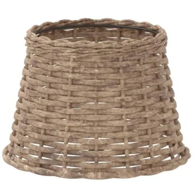 Image of &#039;vidaXL Wicker Lamp Shade Brown Ø25x17cm Rustic Rattan Ceiling/Table Light with Iron Holder, Suitable for E27 Bulbs