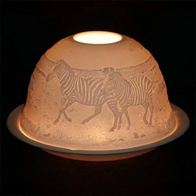 Image of Nordic Light Tealight Candle Holder, Set of Shade &amp; Plate, Zebra Living, Dining Room Table, Home Decor Accessories Porcelain One Size, White Patterned