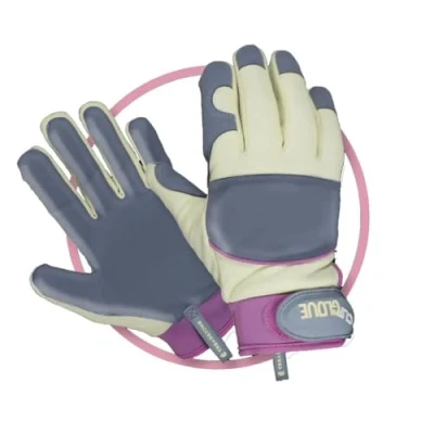 Image of Clip Gloves Ladies Leather Palm Soft &amp; Supple Medium Duty Gardening Size: Small
