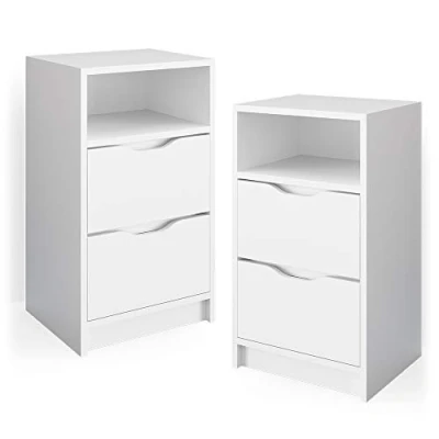 Image of Vicco Nightstand Ruben, White, 38 x 66.6 cm Set of 2