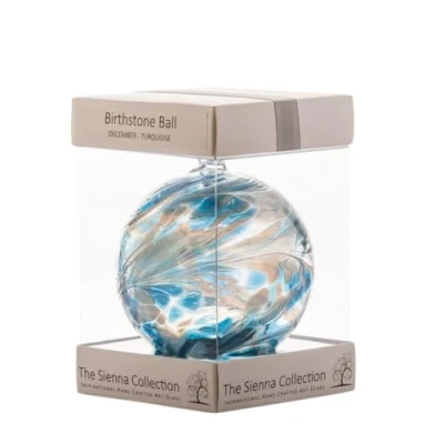 Image of Sienna Glass December Birthstone Friendship Ball Turquoise, 11 x 14 cm