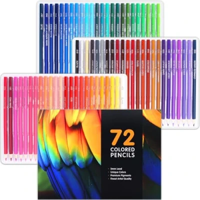 Image of 72 Colouring Pencils, Premium Coloring Pencils Set, Soft Core, Professional Coloured for Drawing Sketching Shading, Vibrant Adult Artists Kid Beginners