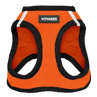 Image of Best Pet Supplies Voyager Step in Air Dog Harness All Weather Mesh Vest for Small and Medium Dogs by (Orange/Black Trim),