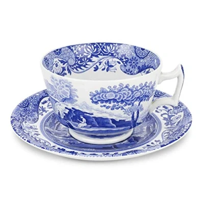 Image of Spode Blue Italian Individual Breakfast Cup and Saucer