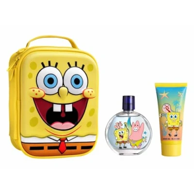 Image of Sponge Bob Kids Gift Set Includes Eau de Toilette Spray, Shower Gel &amp; Zip Case, Natural Vegan, Dermatologically Tested Set, Perfect for Boys Girls