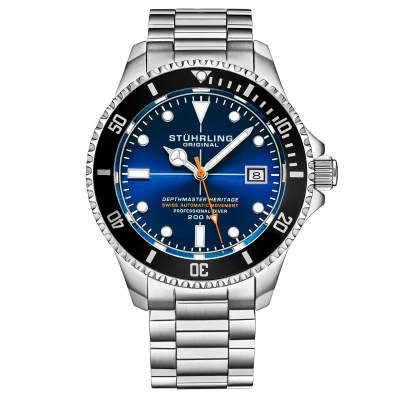 Image of Stührling Mens Swiss Automatic Depthmaster Heritage 42mm Diver Silver One Size