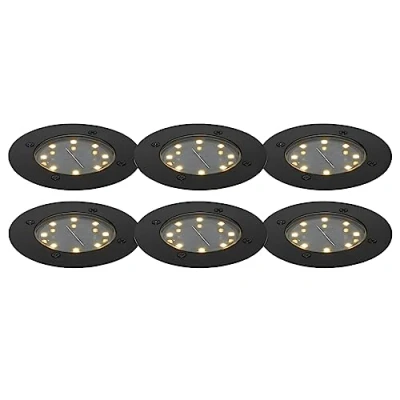 Image of Qazqa Outdoor Set of 6 Ground Spot I Lightlights Black incl. LED IP65 Solar Terry Garden Modern 1 Way Light Aluminium spotway Suitable for