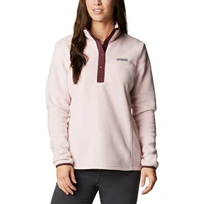 Image of Columbia Women&#039;s Benton Springs Half Snap Pullover Fleece Jacket, Mineral Pink/Malbec, 1X