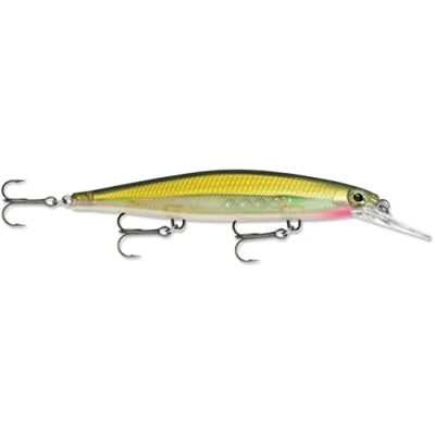Image of Rapala Shadow Rap Deep Lure with Three No. 6 Hooks, 1.2 2.4 m Swimming Depth, 11 cm Size, Olive Green