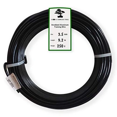 Image of Grow A Bonsai Tree Anodized Aluminium 3.5mm Training Wire 250g Large Roll (30 Feet) Choose Your Size and Color (3.5mm, Black)