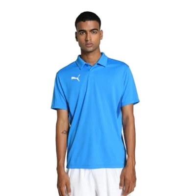 Image of Puma Teamgoal Polo shirt, Men&#039;s, Size: 3XL, Electric blue lemonade/white/team royal